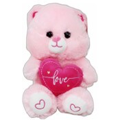 Wholesale - 9" PINK PLUSH BEAR WITH HEART C/P 72, UPC: 810126540793